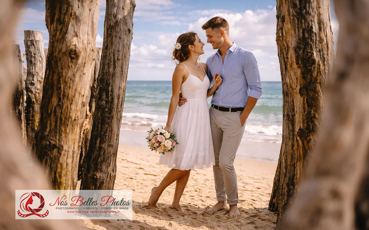 Photographe mariage Saint‑Malo – séance Day After sur la plage du Sillon