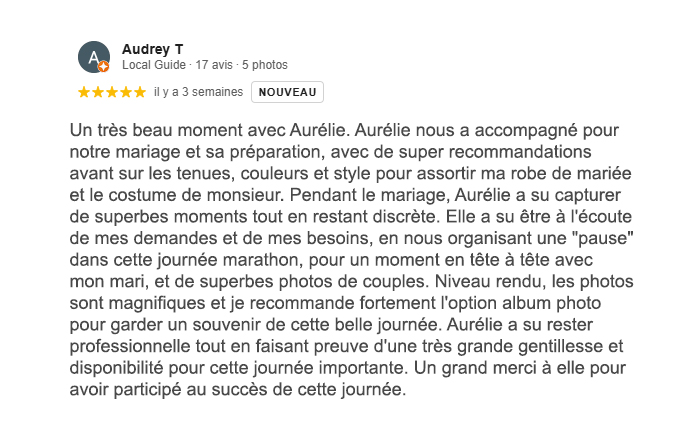 Avis clients sur NosBellesPhotos – photographe mariage
