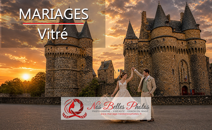 Photographe mariage Vitré – couple devant le château médiéval
