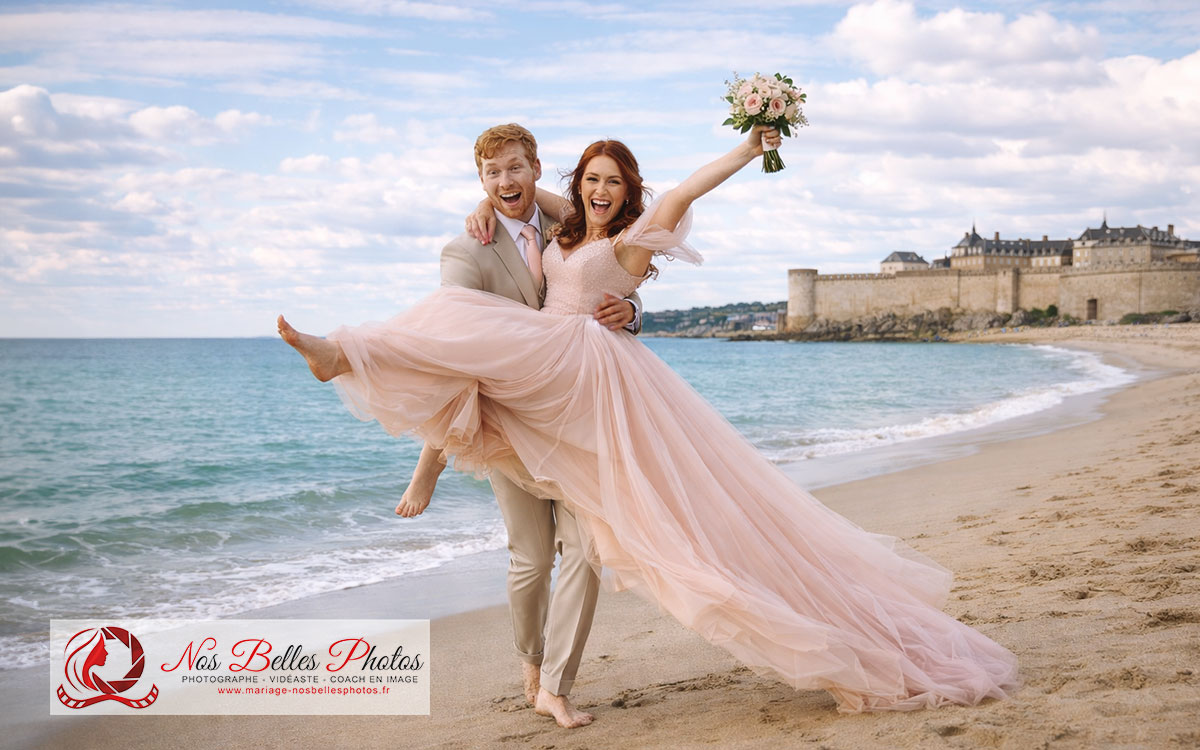 Photographe mariage Saint-Malo – séance couple en bord de mer
