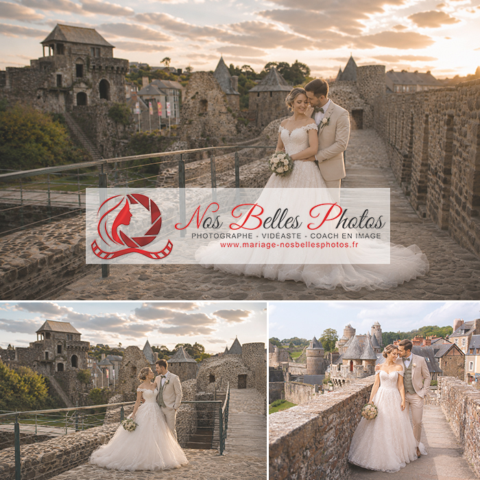 Séance photo de mariage à Fougères – couple romantique au château de Fougères