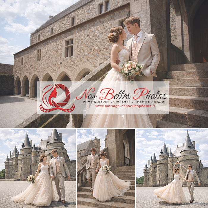 Séance photo de mariage à Vitré – couple romantique au château de Vitré